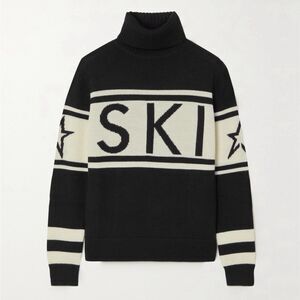Perfect Moment Ski Merino Wool Sweater Mock Neck Base Layer Large Black White